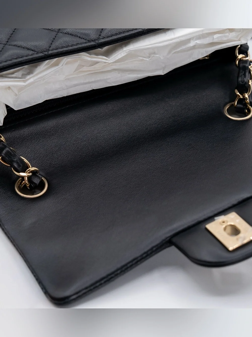 CHANEL Lambskin Quilted Mini Rectangular Flap Black